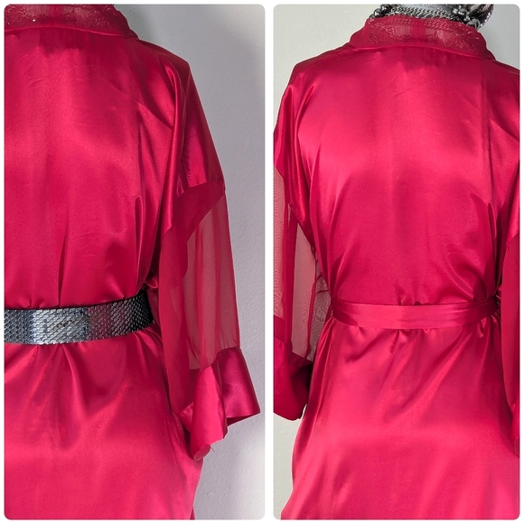 Victoria's Secret Gold Label Collection Cranberry Kimono Wrap Loungewear Robe - Picture 12 of 12